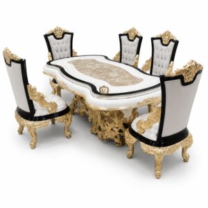 fz handicraft royal hand carved luxury dining table set (6–8 seater)