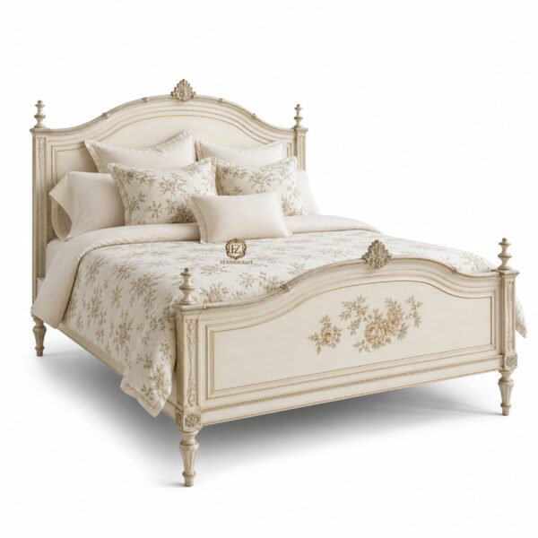 classic french style wooden bed – handcrafted luxury bedroom furniture