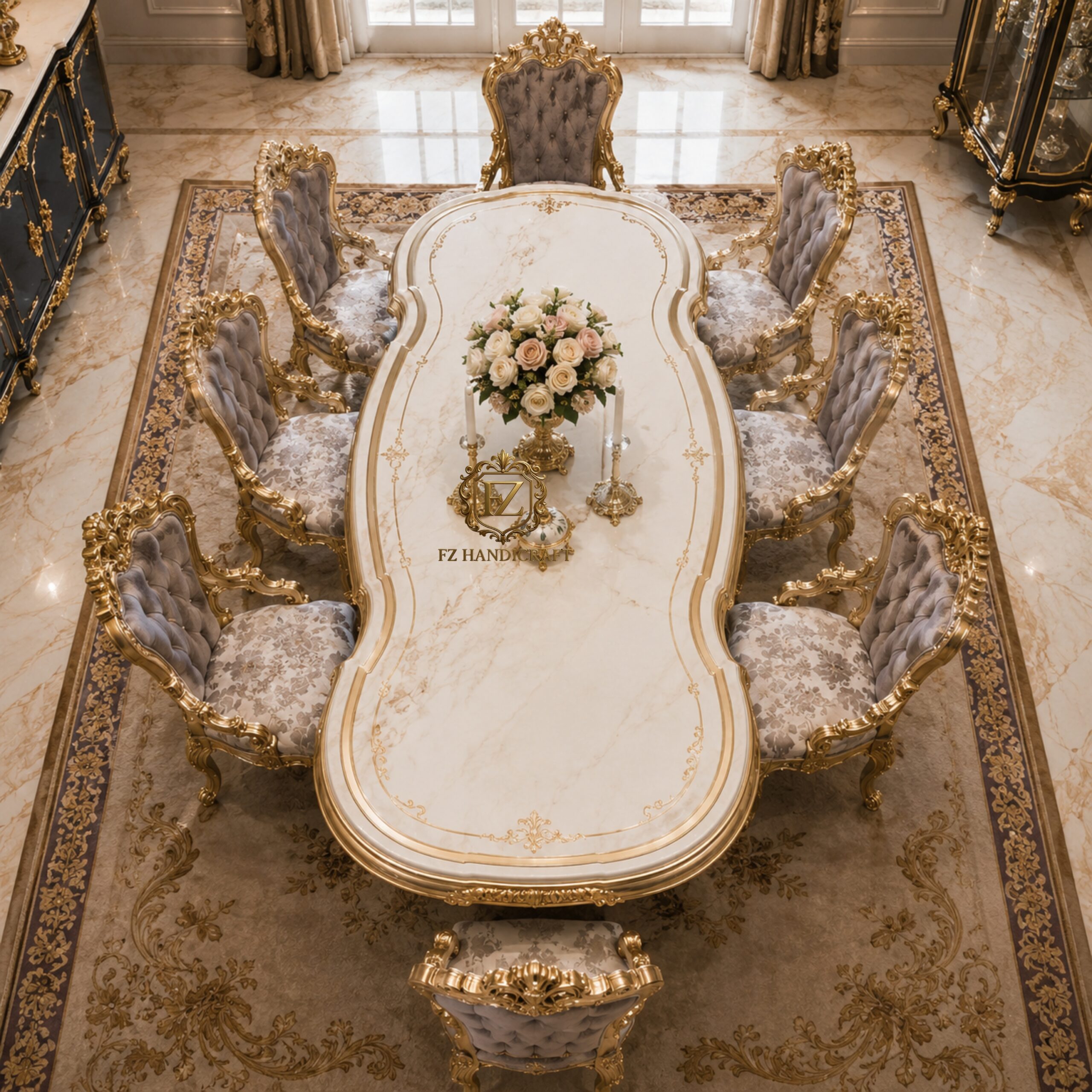 fz handicraft royal hand carved luxury dining table set with upholstered chairs fz handicraft royal hand carved luxury dining table set with upholstered chairs