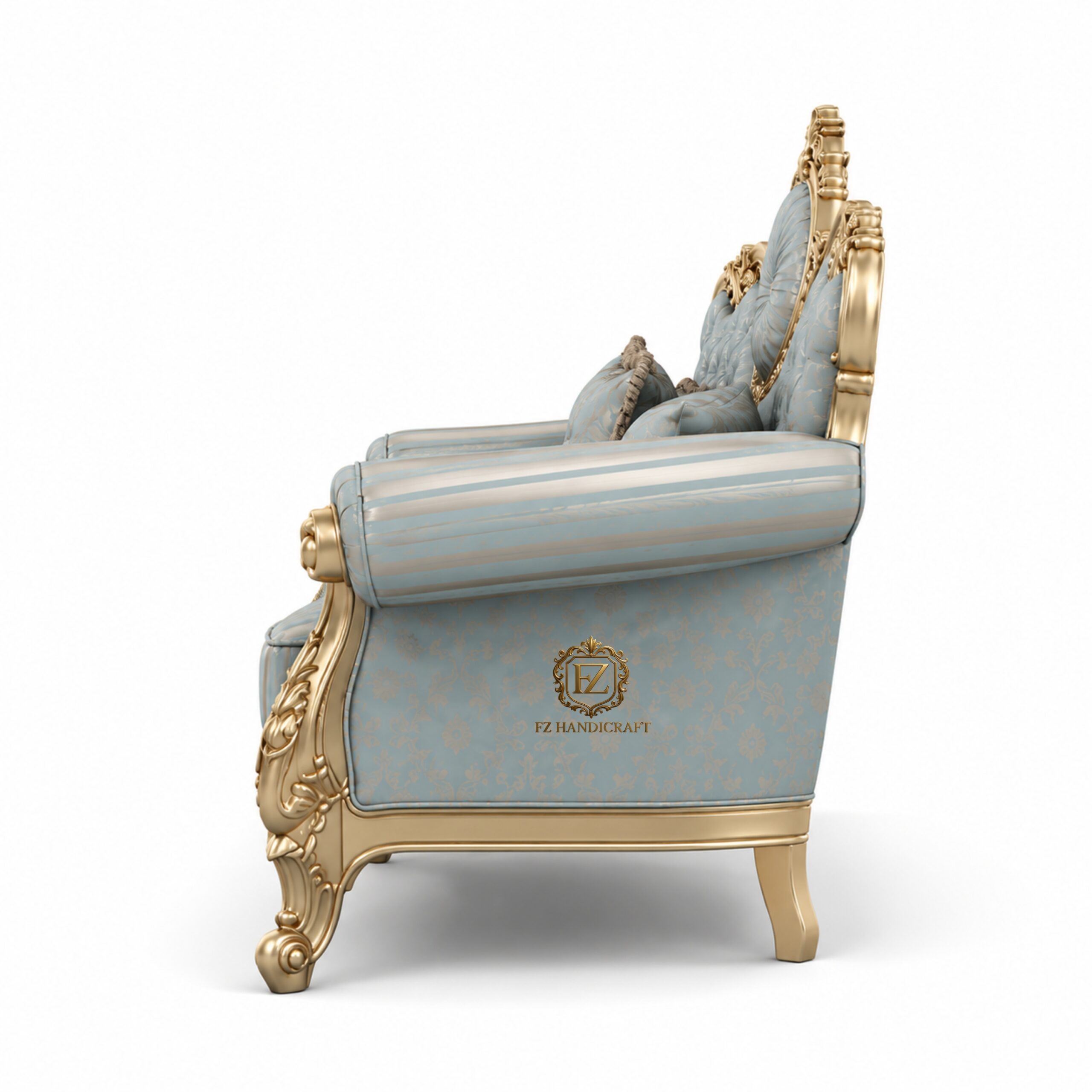 royal luxury sofa set – classic european hand carved design (blue & gold) royal luxury sofa set – classic european hand carved design (blue & gold)