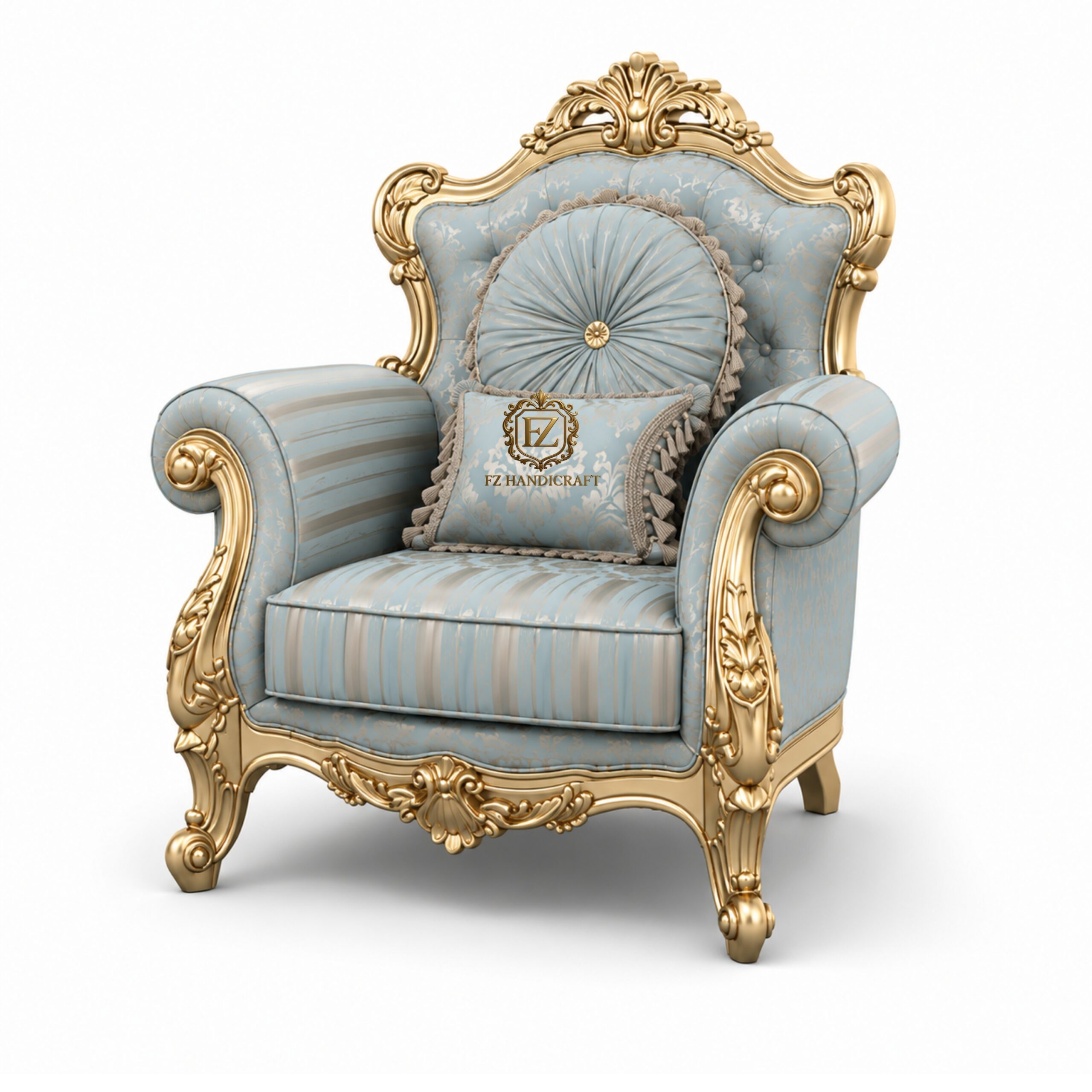 royal luxury sofa set – classic european hand carved design (blue & gold) royal luxury sofa set – classic european hand carved design (blue & gold)