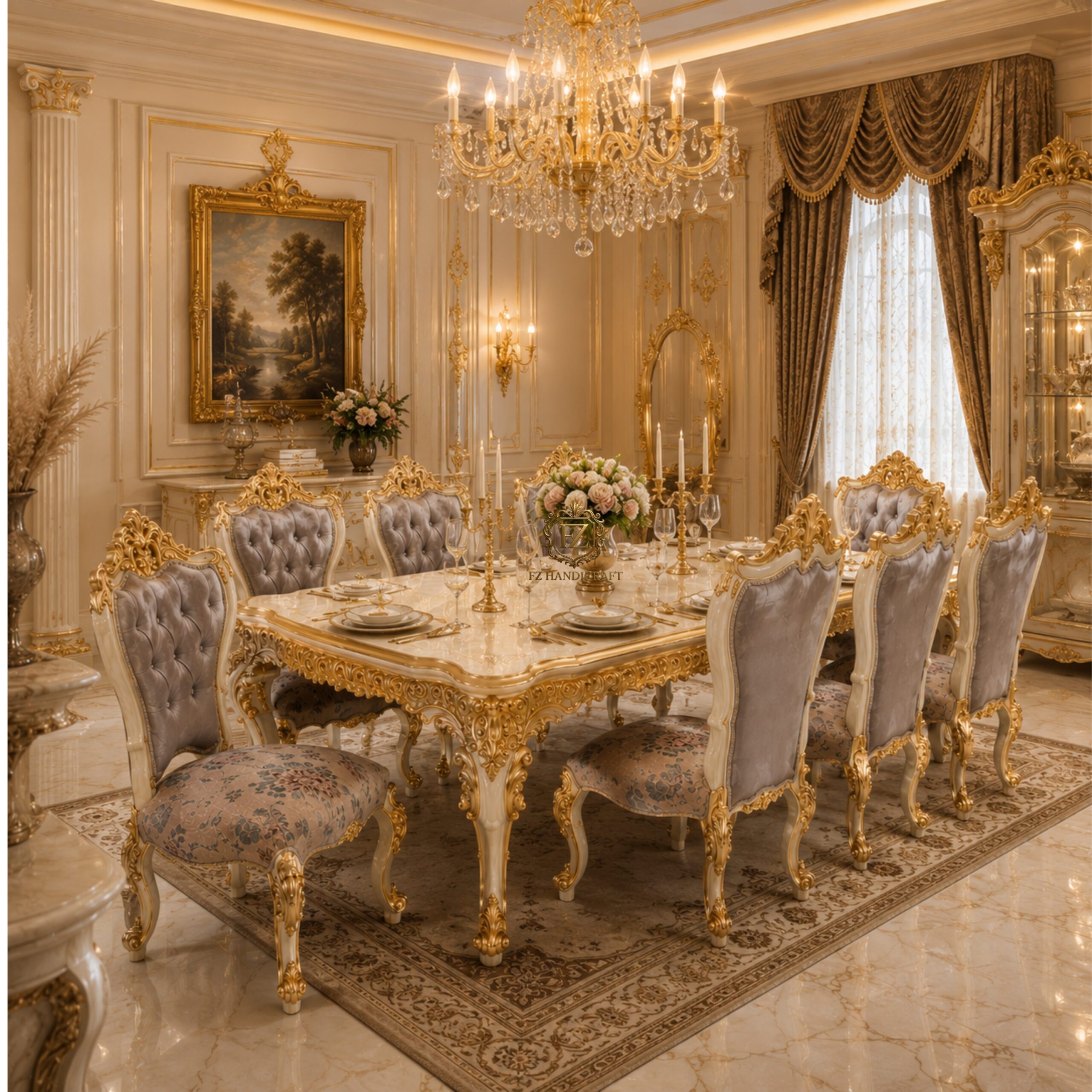 fz handicraft royal hand carved luxury dining table set with upholstered chairs fz handicraft royal hand carved luxury dining table set with upholstered chairs