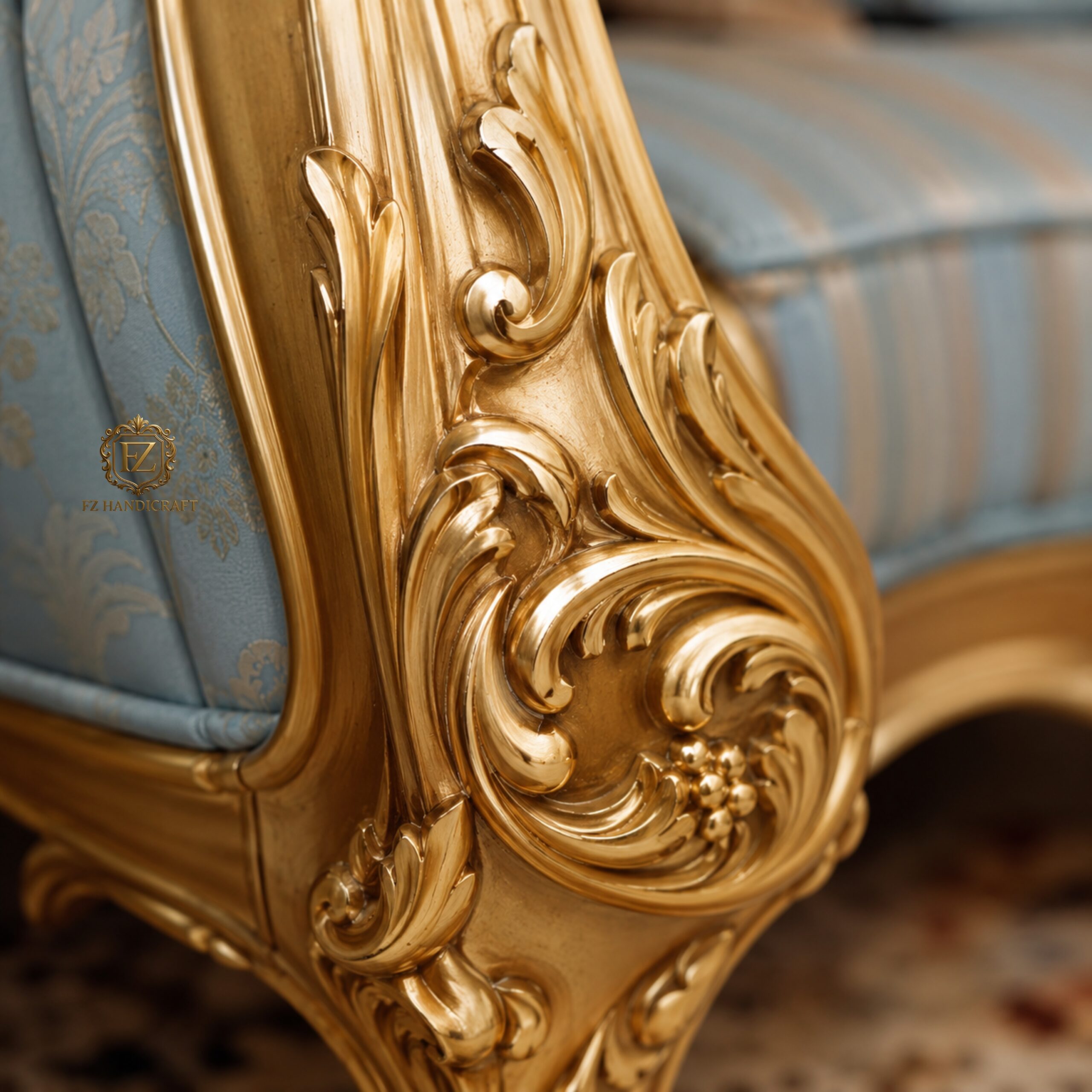 royal luxury sofa set – classic european hand carved design (blue & gold) royal luxury sofa set – classic european hand carved design (blue & gold)