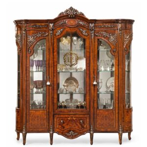 royal hand carved wooden crockery cabinet showcase | luxury glass door display unit | antique designer wooden hutch