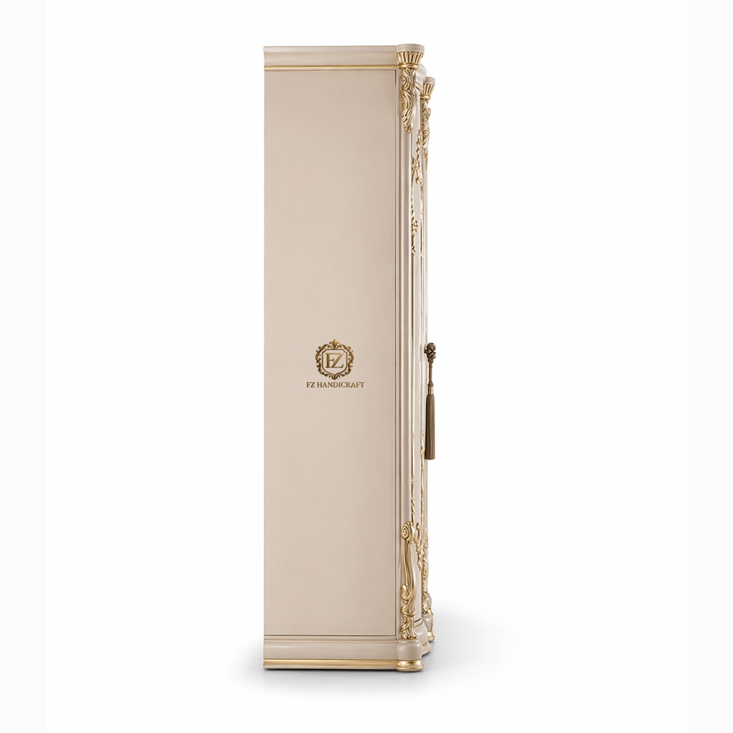 royal ivory gold 4 door wooden almirah wardrobe | luxury designer closet with mirror & heavy carving royal ivory gold 4 door wooden almirah wardrobe | luxury designer closet with mirror & heavy carving