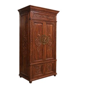 royal hand carved solid wood almirah wardrobe | antique wooden cupboard | premium storage cabinet