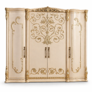 ultra luxury royal ivory gold wooden almirah | 4 door hand carved solid wood wardrobe | designer palace style bedroom furniture