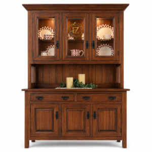 solid wood crockery cabinet hutch with glass doors | wooden kitchen storage cabinet | dining room showcase unit
