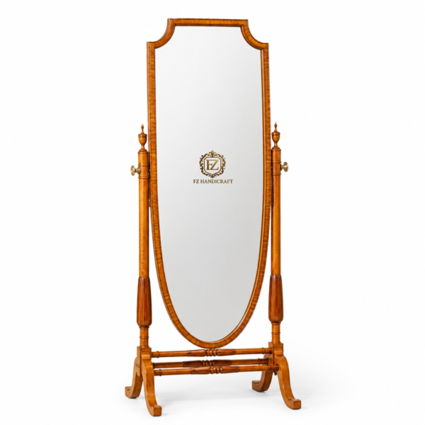 royal solid wood standing mirror with honey teak finish | luxury vintage floor mirror