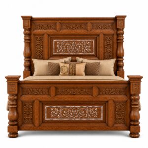 solid wood carved bed | royal sagwan wooden king size bed | luxury handcrafted wooden bed