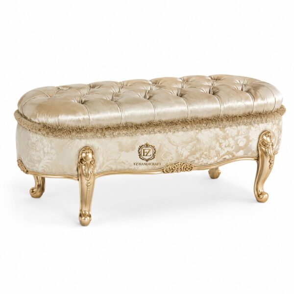 royal tufted upholstered bench – luxury solid wood bedroom bench