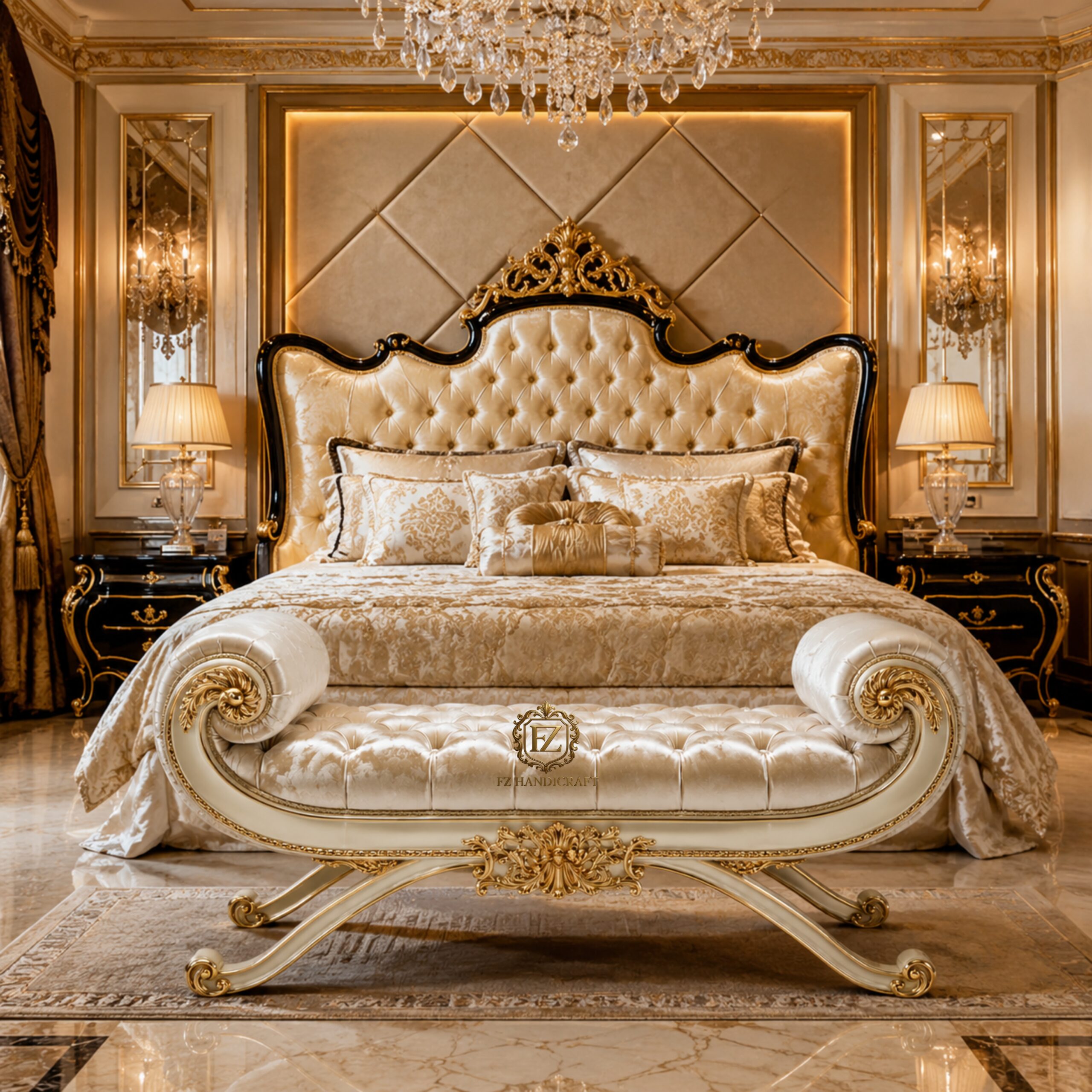 royal tufted chaise lounge – luxury antique gold bedroom bench royal tufted chaise lounge – luxury antique gold bedroom bench