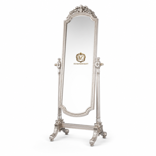 royal silver antique standing mirror | luxury full length floor mirror