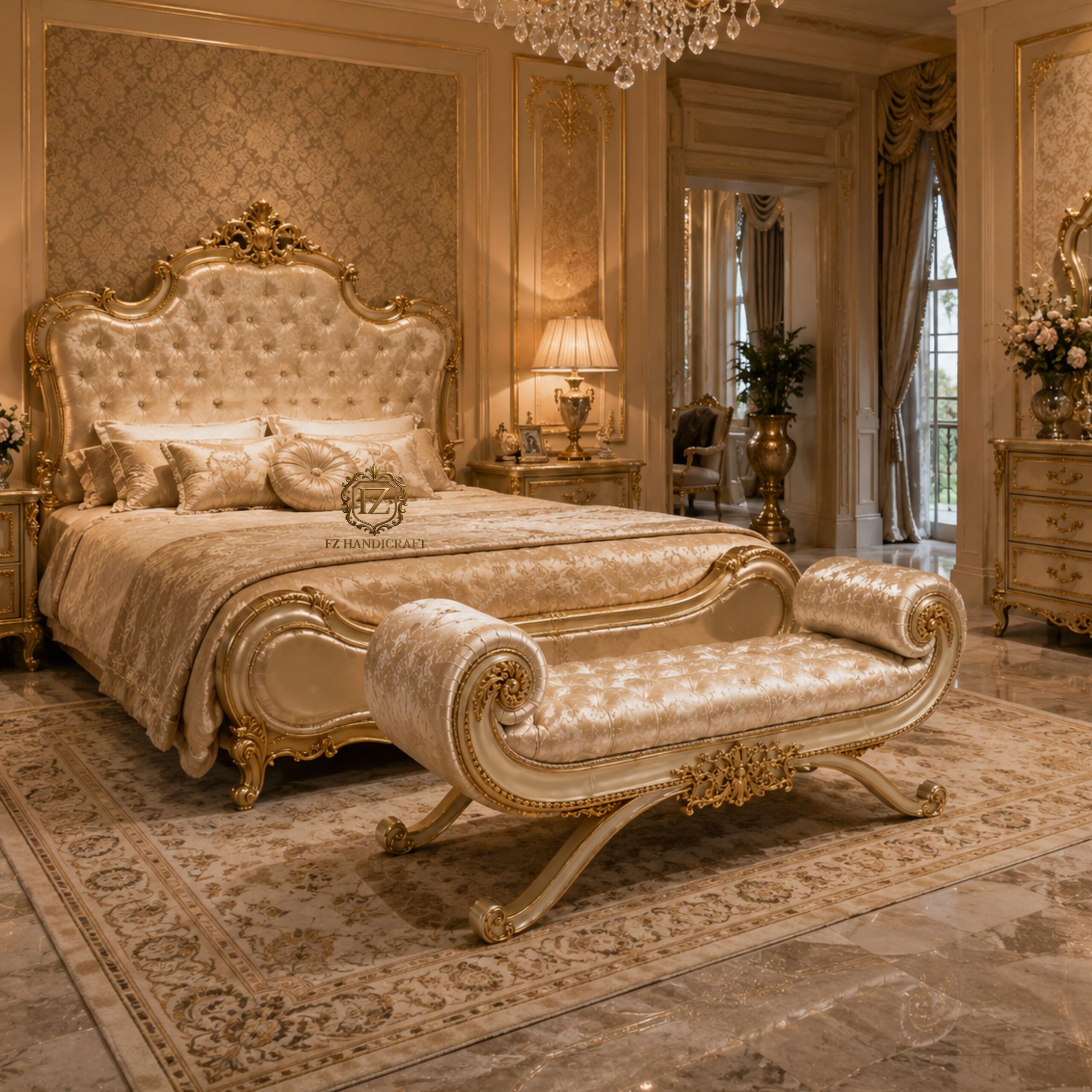 royal tufted chaise lounge – luxury antique gold bedroom bench royal tufted chaise lounge – luxury antique gold bedroom bench
