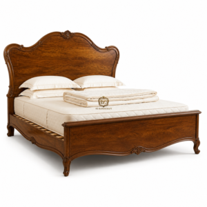 premium solid wood carved bed | royal teak wood double bed | handcrafted luxury wooden bed frame | classic designer bed for bedroom