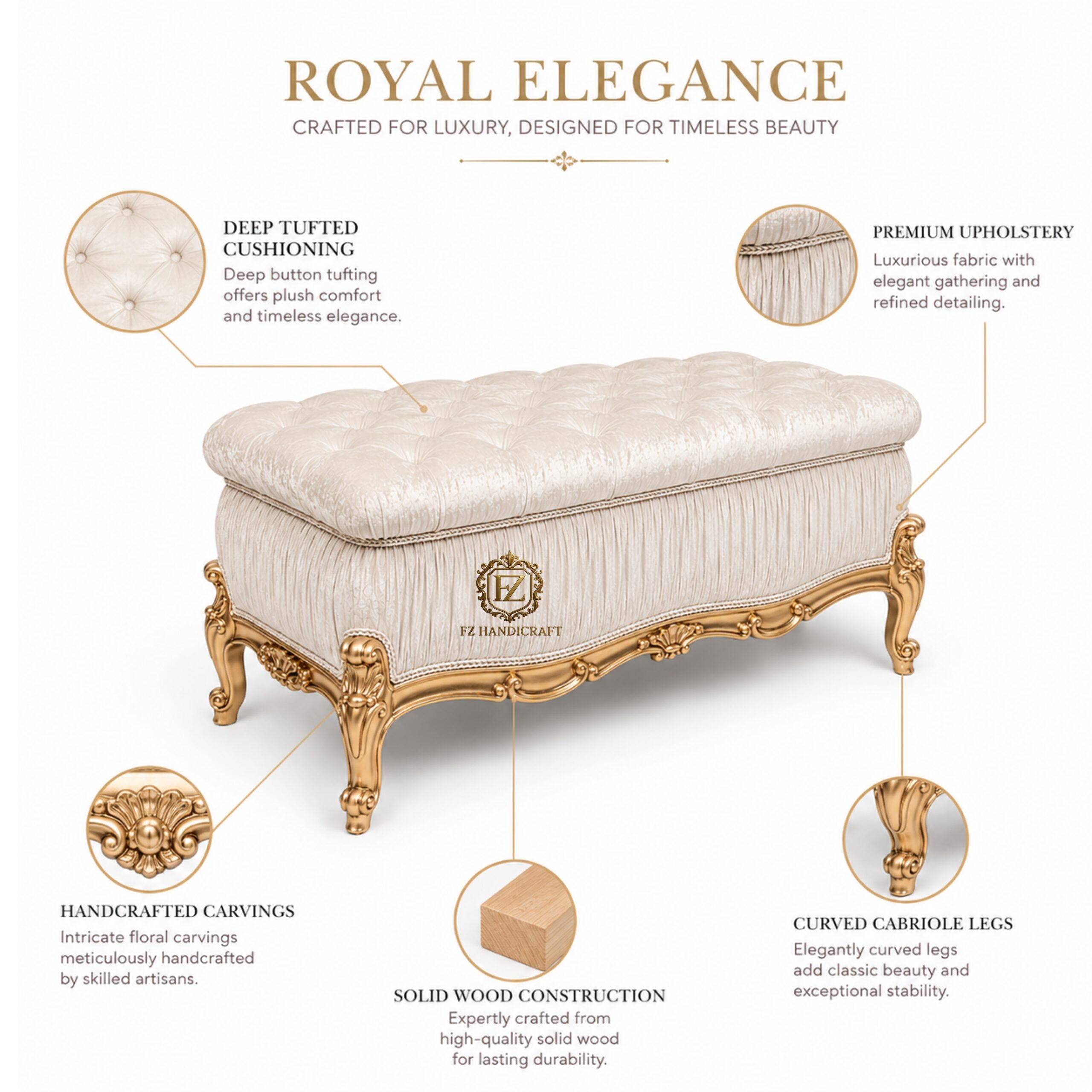 royal tufted bench – luxury antique gold upholstered bench royal tufted bench – luxury antique gold upholstered bench