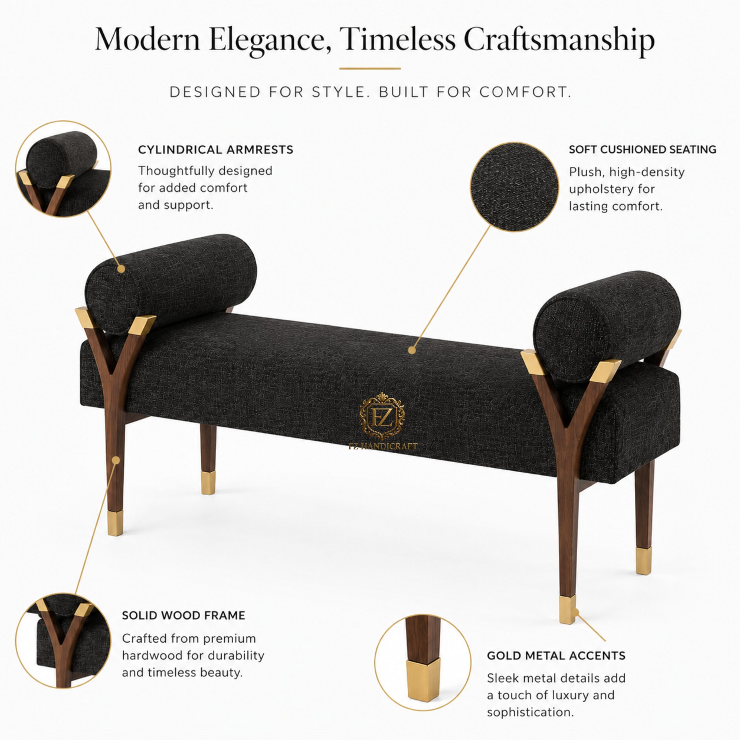 modern upholstered accent bench – luxury designer wooden bench modern upholstered accent bench – luxury designer wooden bench